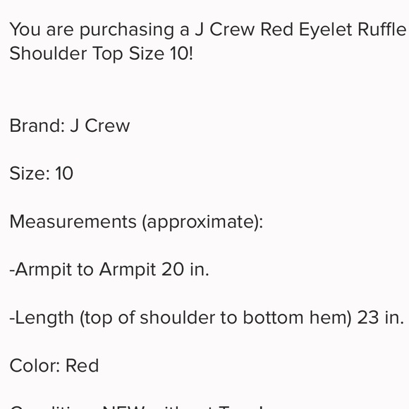 J. Crew Red Eyelet Ruffle Shoulder Blouse - Picture 3 of 5